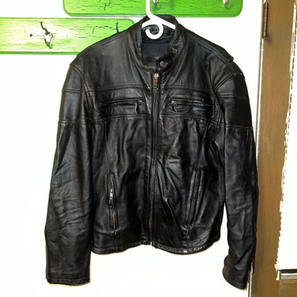 Vintage Zony Inc Heavy Duty Genuine Leather Motorcycle Jacket Size M - Picture 1 of 15